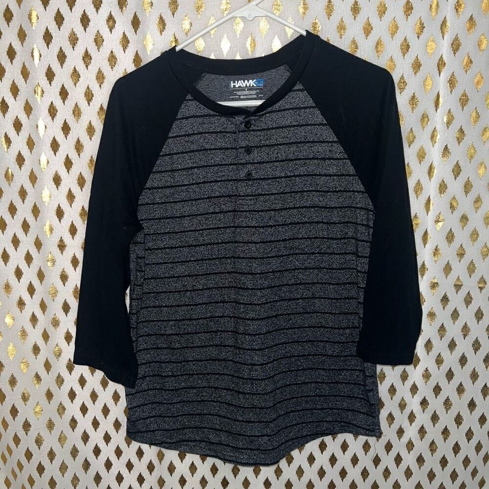 Hawk Henley grey striped men’s size S